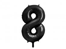 Folinis balionas "8", juodas (86cm)